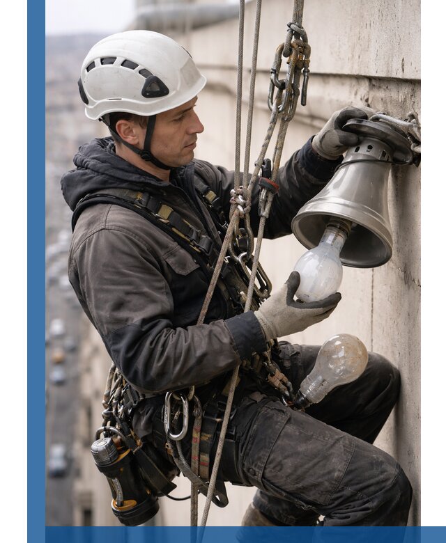 Замена ламп на высоте в Вологде профессионально и быстро