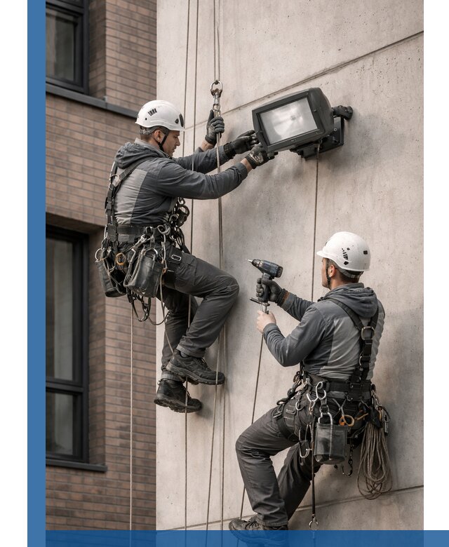 Профессиональный монтаж фасадных прожекторов в Вологде под ключ