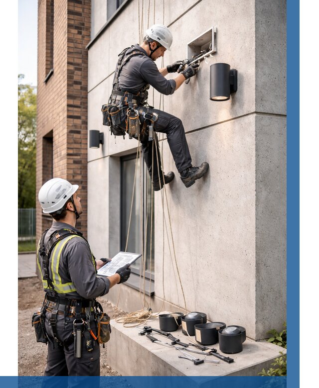 Монтаж фасадного освещения в Вологде от 2568 р. | ВЫСОТНИК-Вгд