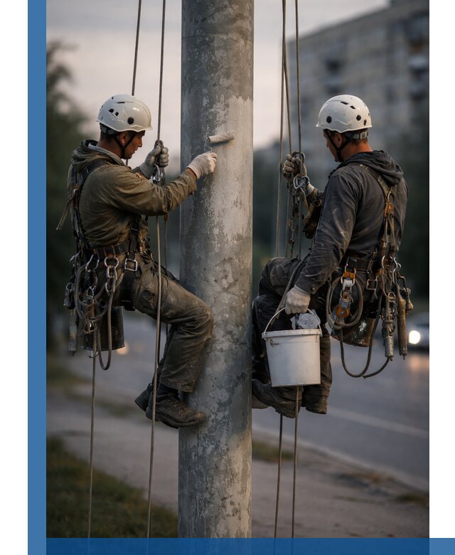 Покраска опор освещения и антикоррозийная защита в Вологде