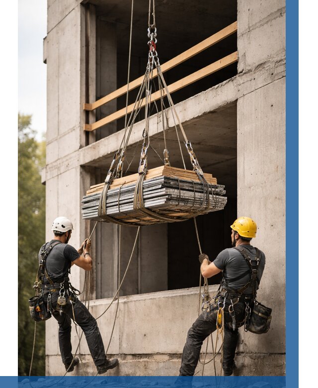 Подъем материала на этаж веревками в Вологде от 1541 р. | ВЫСОТНИК-Вгд