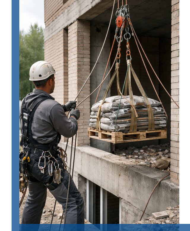Подъем материалов на этаж веревками в Вологде оперативно