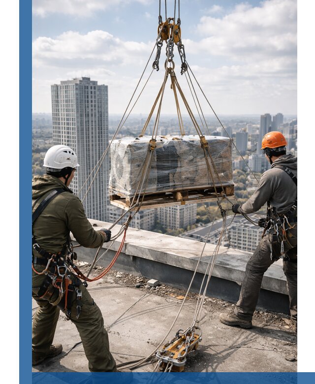 Подъем и монтаж крупногабаритных грузов на крышу в Вологде
