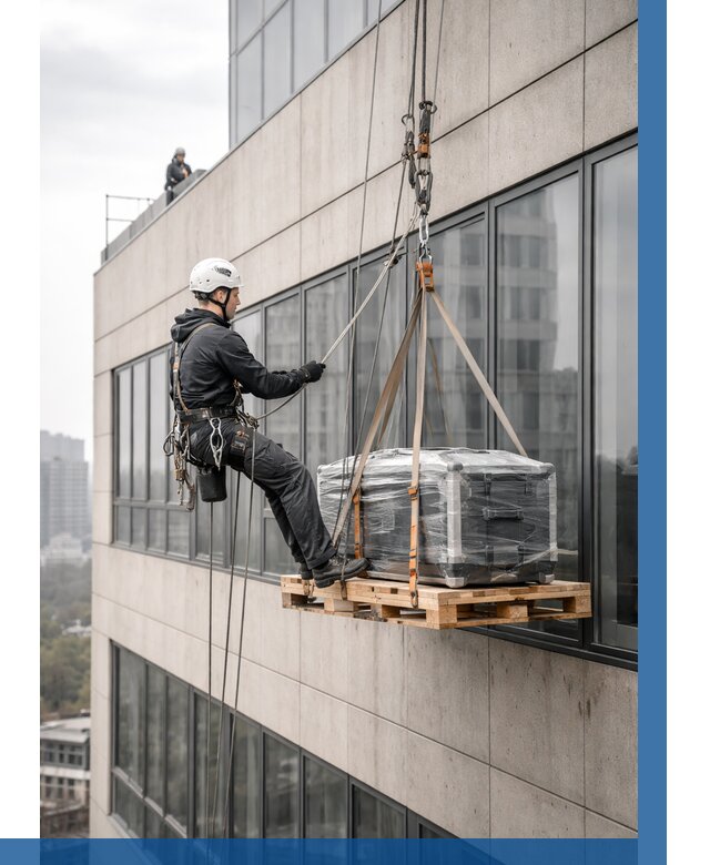 Спуск груза по фасаду в Вологде от 3595 р. | ВЫСОТНИК-Вгд