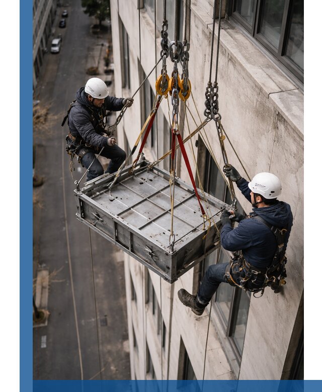 Спуск и подъем грузов по фасаду в Вологде для зданий
