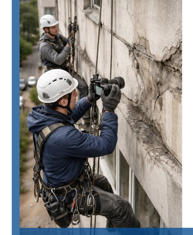Фотофиксация дефектов фасада с высотной съемкой в Вологде