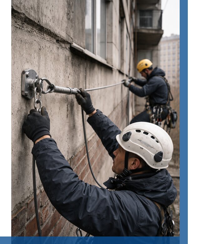Монтаж анкерных линий в Вологде от 3082 р. | ВЫСОТНИК-Вгд