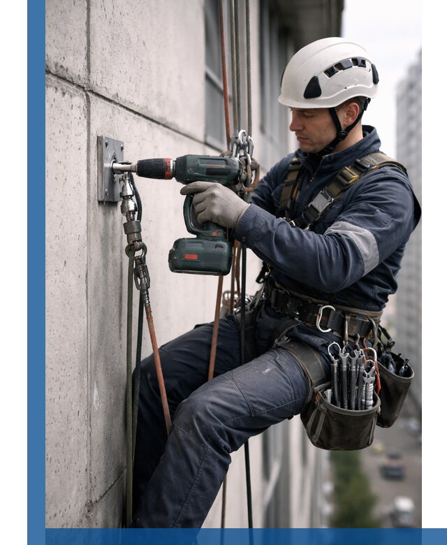 Установка анкерных точек для высотных работ в Вологде