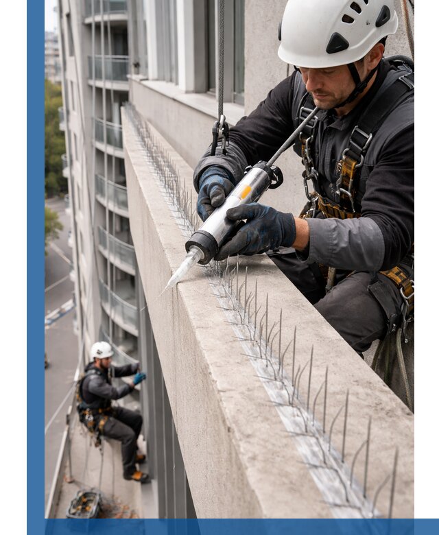 Установка шипов от птиц на фасадах и кровлях в Вологде